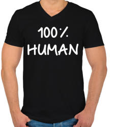 printfashion 100% ember - Férfi V-nyakú póló - Fekete (1516549)