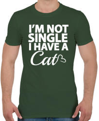 printfashion Nem vagyok szingli, van egy macskám - Férfi póló - Katonazöld (1516163)