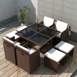 vidaXL 9 részes kültéri polyrattan étkezőkészlet 42526