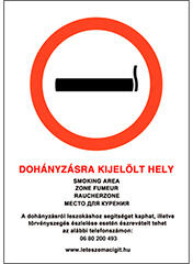  Dohányzásra kijelölt hely, PVC tábla (21x30 cm, A/4 méret) - anrodiszlec