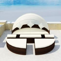 vidaXL 15 részes polyrattan pihenőágy ponyvatetővel 230 cm 41303