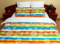 Cri Design Lenjerie de pat Multicolor Duo White, 2 persoane, calitate I, gama Lenjerii CriDesign (Multicolor_MU_White) Lenjerie de pat