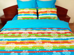 Cri Design Lenjerie de pat Multicolor Duo Azur, 2 persoane, calitate I, gama Lenjerii CriDesign (Multicolor_MU_Azur) Lenjerie de pat