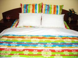 Cri Design Lenjerie de pat Multicolor Duo White CV, 2 persoane, calitate I, gama Lenjerii CriDesign (Multicolor_MU_White_CV) Lenjerie de pat