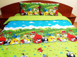 Cri Design Lenjerie de pat de LUX Angry Birds - Duo Green, bumbac de calitate I (Angry_VV_MA) Lenjerie de pat