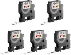 DYMO Set 5 benzi DYMO LabelManager 9 mm negru pe alb pentru documente, bibliorafturi, rafturi si organizare generala S0720680 (S0720680P5)