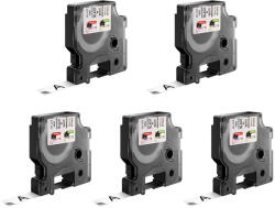 DYMO Set 5 benzi DYMO LabelManager 12 mm negru pe alb pentru documente, bibliorafturi, rafturi si organizare generala S0720530 (S0720530P5)