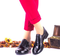 Pantofi dama casual din piele naturala , negri si piele naturala lacuita - NA150C - ciucaleti