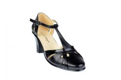 Rovi Design Sandale negre dama din piele naturala cu toc de 7cm - S48LACN - ciucaleti