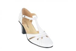 Rovi Design Sandale albe dama din piele naturala cu toc de 7cm - S48A - ciucaleti
