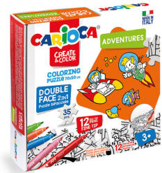 CARIOCA Kalandok színezhető kétoldalú puzzle 12db filctollal - Carioca (43045) - jatekshop