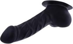 Toylie Latex Penis Sleeve Franz with Base Plate 14cm Black Inel pentru penis