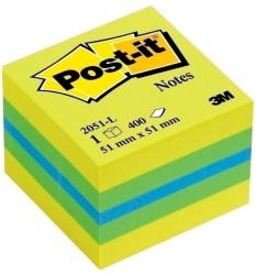 Post-it Minicub notite adezive Post-it, 51 x 51 mm, 400 file, galben/verde