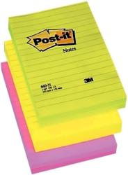 Post-it Notite adezive Post-it, liniate, 102 x 152 mm, 100 file, diverse culori