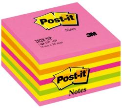 Post-it Notes adeziv 76 x 76 mm, 450 file cub neon, Post-it 3M, roz/galben