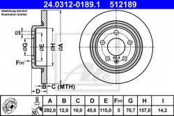 ATE Disc frana OPEL ASTRA J GTC (2011 - 2016) ATE 24.0312-0189.1