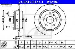 ATE Disc frana OPEL INSIGNIA (2008 - 2016) ATE 24.0312-0187.1