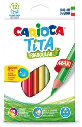 CARIOCA Creioane colorate, hexagonale, 12 culori/cutie, CARIOCA Tita Maxi