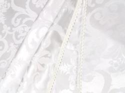 Cri Design Fata de masa damasc alb, cu dantela, 320x150 cm, cu 12 servetele fara dantela (WS12_320_150) Fata de masa
