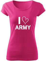 DRAGOWA tricou de damă I love army, roz150g/m2