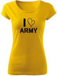 DRAGOWA tricou de damă I love army, galben 150g/m2