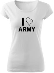 DRAGOWA tricou de damă I love army alb 150g/m2