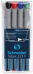 Schneider Universal non-permanent marker SCHNEIDER Maxx 223 F, varf 0.7mm, 4 culori/set - (N, R, A, V)