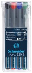 Schneider Universal permanent marker SCHNEIDER Maxx 220 S, varf 0.4mm, 4 culori/set - (N, R, A, V)