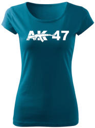 DRAGOWA tricou de damă ak47, petrol blue 150g/m2
