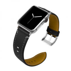 BSTRAP Leather Italy curea pentru Apple Watch 42/44/45mm, Black (SAP001C05)