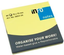 Info Notes adeziv 75 x 75 mm, 80 file briliant, Info Notes, galben