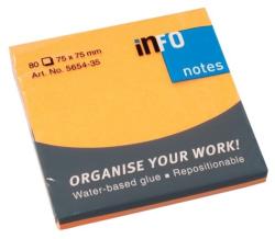 Info Notes adeziv Briliant 80 file, 75 x 75 mm - portocaliu