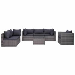 vidaXL 7 részes polyrattan bútorszett párnákkal 44158