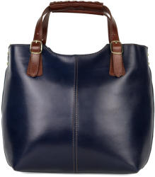 Manier Geanta piele bleumarin cu maro GF708