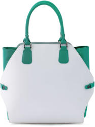 Manier Geanta piele alb cu verde GF258