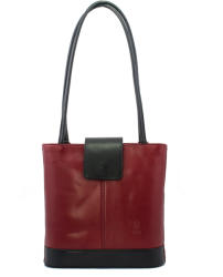 Manier Geanta piele bordeaux cu imprimeu GF687