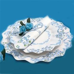 Party Center Farfurii albe cu floricele albastre 23 cm pentru petreceri, set 10 buc (PC_GVI62939)