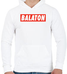 printfashion Balaton - Piros háttér - Férfi kapucnis pulóver - Fehér (1562812)