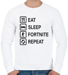 printfashion Eat Sleep Fortnite Repeat - Fekete - Férfi pulóver - Fehér (1551535)