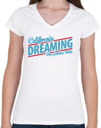 printfashion California Dreaming - The Golden State - Női V-nyakú póló - Fehér (1564174)