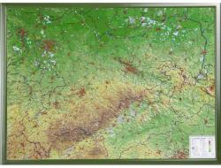 Georelief Harta in relief 3D Saxonia, mare, in cadru de lemn (in germana) (44631)