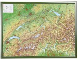 Georelief Harta in relief 3D a Elvetiei, mare, in cadru de lemn (in germana) (44621)
