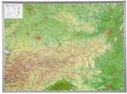 Georelief Harta magnetica Österreich klein, 3D Reliefkarte mit Kunststoffrahmen (44629)