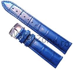  Curea Ceas Premium - Piele Naturală Albastră, Imprimeu Crocodil (C064)