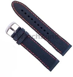  Curea Ceas Silicon Premium - Neagră cu Cusătură Neagră (20mm, 22mm, 24mm) (WZ956)