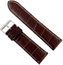  Curea Ceas Piele Naturala Maro Imprimeu Crocodil Cusatura Alba 18mm, 20mm, 22mm, 24mm - WZ2163 (WZ2163)