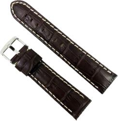  Curea Ceas Piele Naturala Maro Inchis Imprimeu Crocodil Cusatura Alba 20 mm WZ2162 (WZ2162)