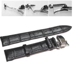  Curea ceas piele neagra Deployant 18 mm 20 mm 22 mm 24 mm C005 (C005)