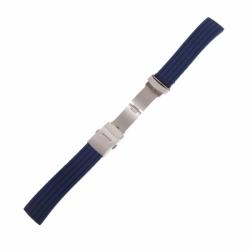 Arc Curea Silicon Bleumarin - 16/18/20/22/24 mm - Închidere Deployant Oțel - Lungime 19.5 cm (A-1S15 Blue)