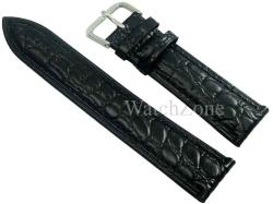  Curea Ceas WatchZone din Piele Naturală Neagră cu Imprimeu Crocodil, Dublu Strat, Interior Crem, Model WZ1613 (12mm - 26mm) (WZ1613)